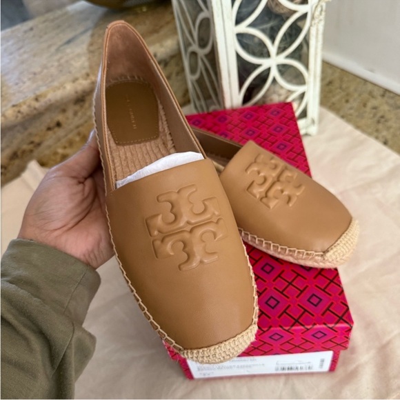 New Tory Burch DESCRIPTION EVERLY LEATHER ESPADRILLE NEVADA RETRO tiramisu - Picture 9 of 15